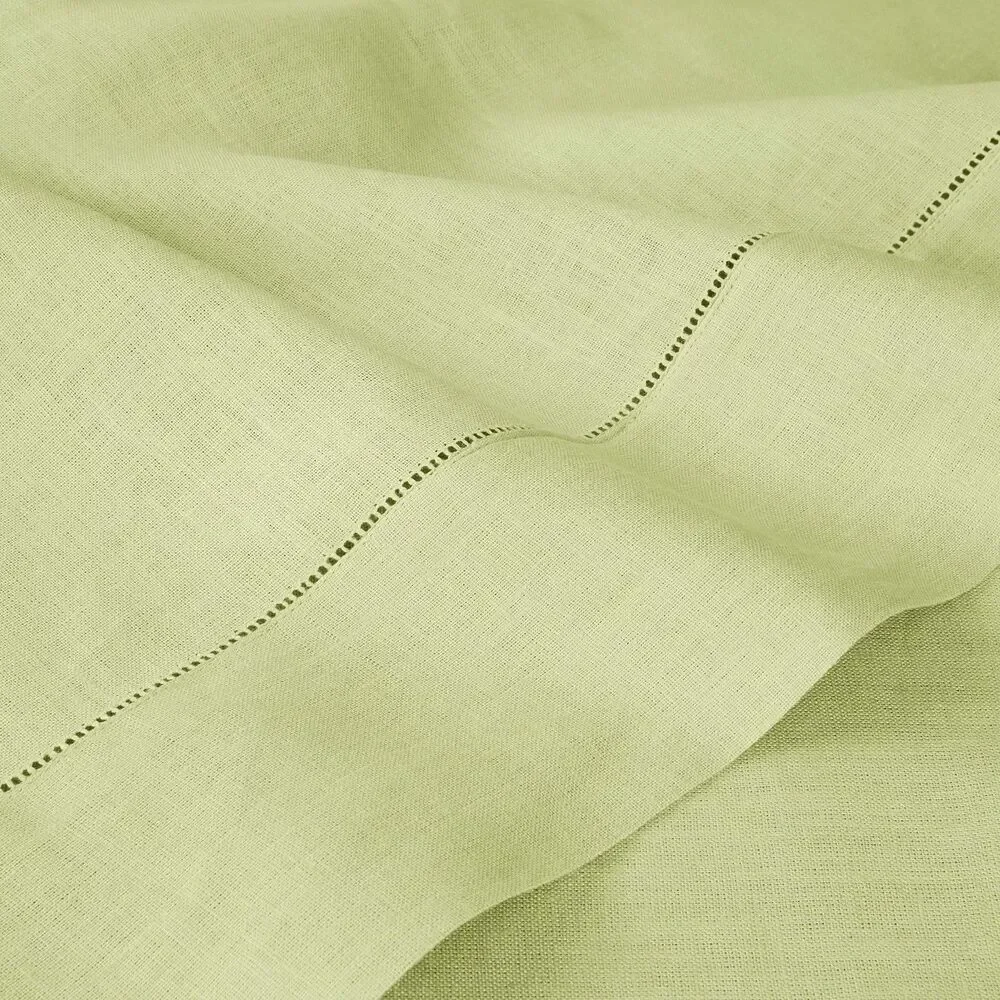 Sferra Festival Rectangle Tablecloth 66x140 Kiwi Linen Hemstitch